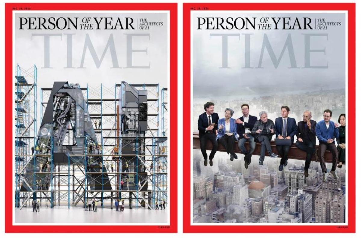 Portada de la revista 'Time' con los magnates de la IA reconocidos como "persona del año" de 2025.