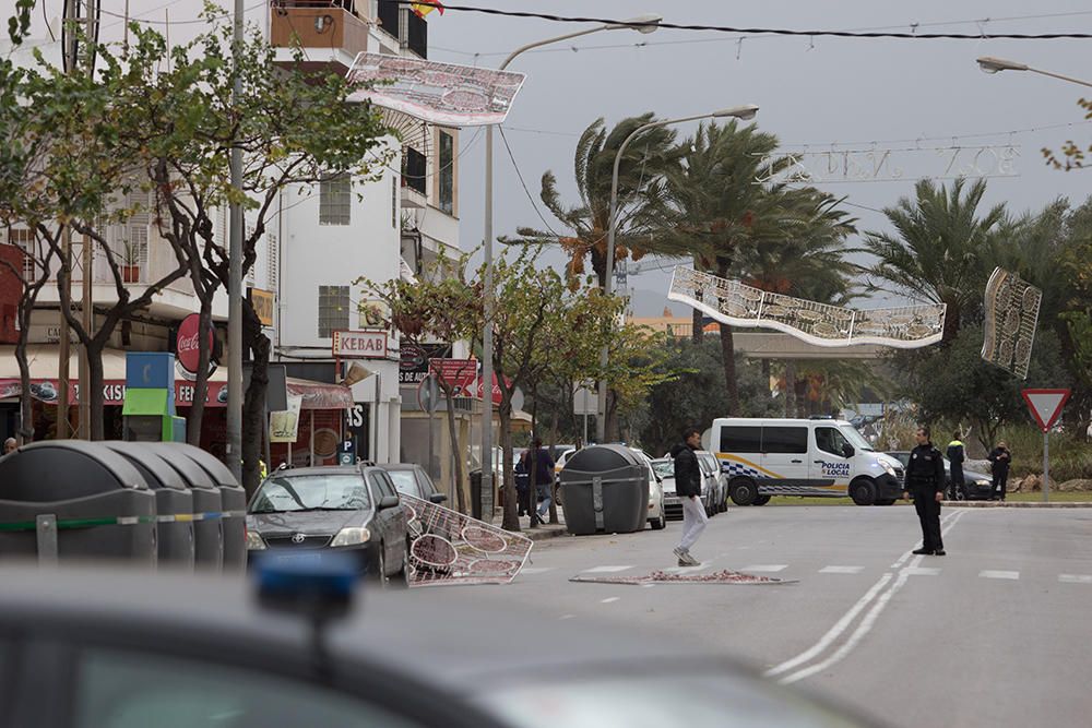 Destrozos por el temporal en Ibiza.