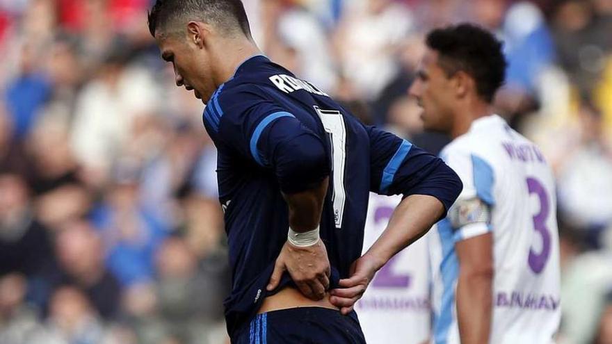 Cristiano Ronaldo durante el partido del sábado del Madrid en Málaga.