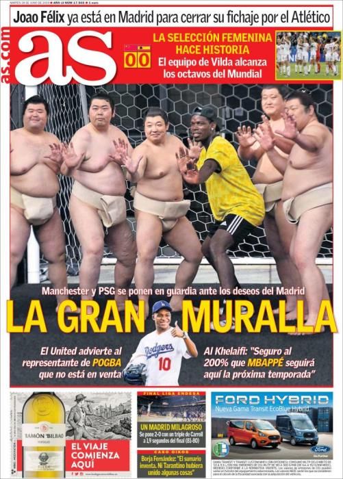 Portada AS martes 18 de junio de 2019.