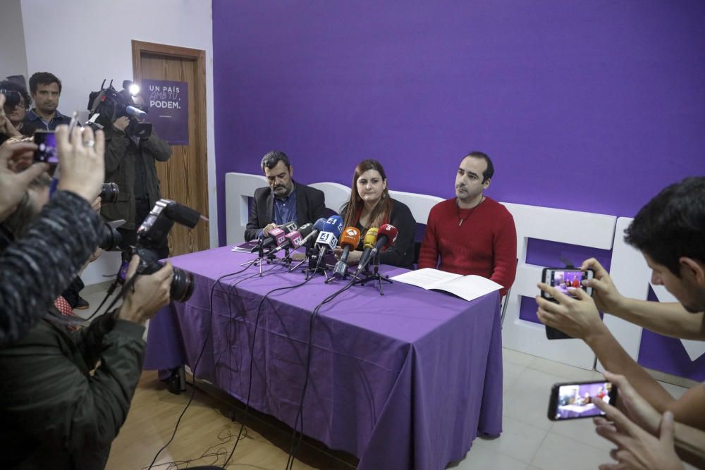 Rueda de prensa de Podemos explicando el expediente a Huertas