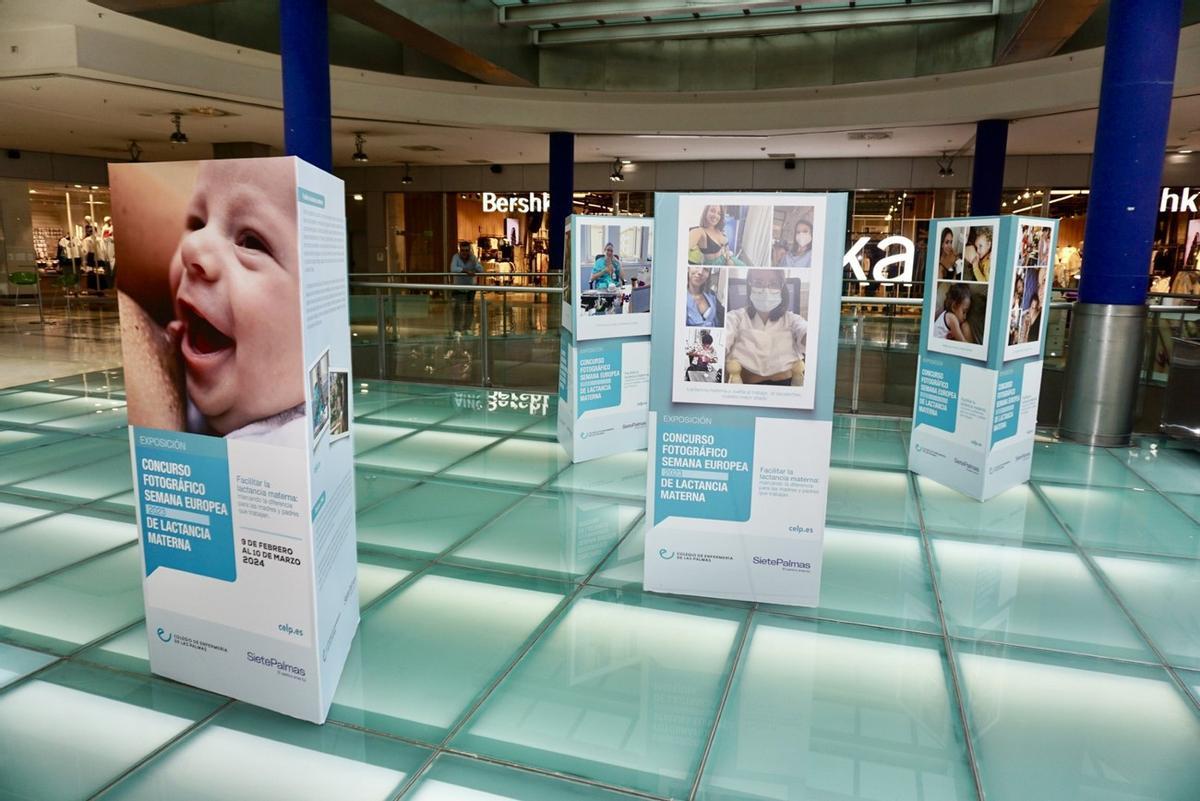 Una imagen de la exposición itinerante sobre lactancia promovida por el Colegio de Enfermería de Las Palmas, en el Centro Comercial Siete Palmas.