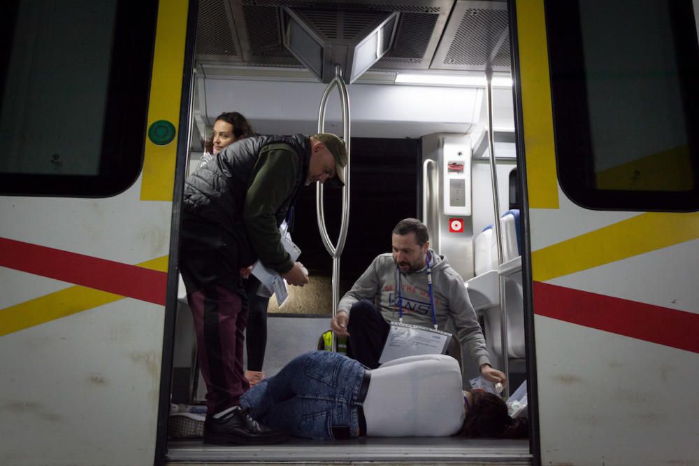 Simulacro de accidente de tren en la estación intermodal de Palma