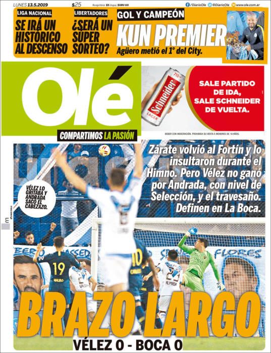 Portada OLÉ lunes 13 de mayo de 2019