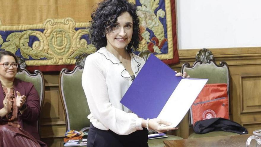 La galardonada con el premio de la Sociedad Española de Estudios del Siglo XVIII al mejor artículo de 2022, Noelia Pérez Souto. | Miki López