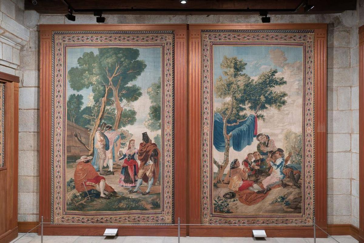 Tapices de Goya de la Catedral de Santiago: 'La maja y los embozados' y 'Los jugadores de naipes'
