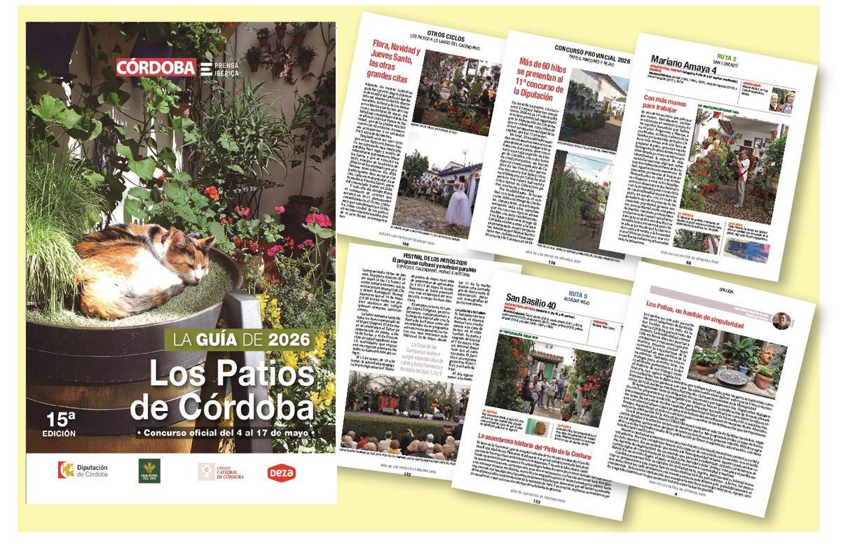 Portada y páginas interiores de la 'Guía de 2026.Los Patios de Córdoba'.