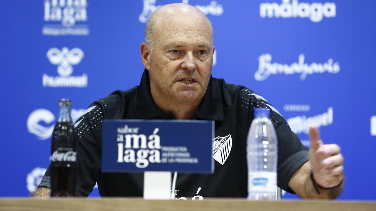 Pepe Mel, entrenador del Málaga CF, en rueda de prensa.