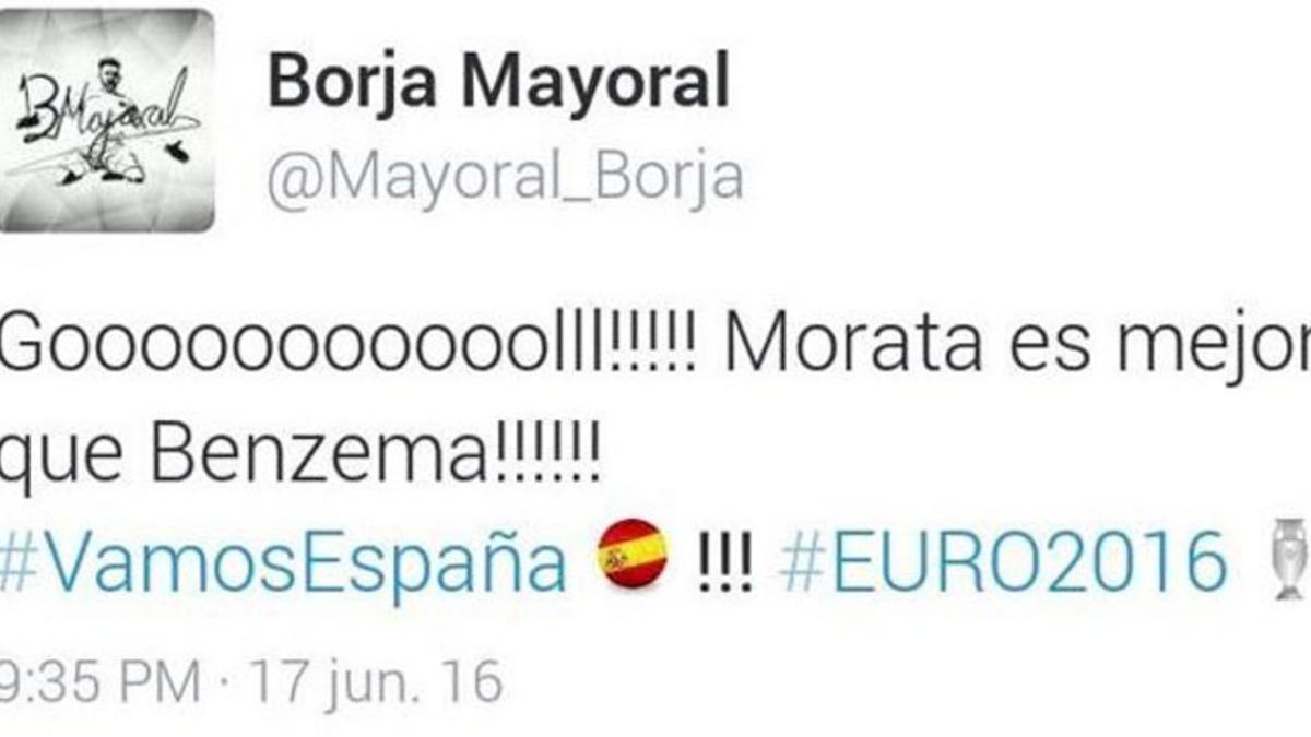 Borja Mayoral niega haber sido el autor de este tuit