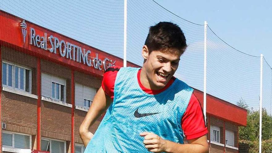 Jorge Meré, en el entrenamiento de ayer.