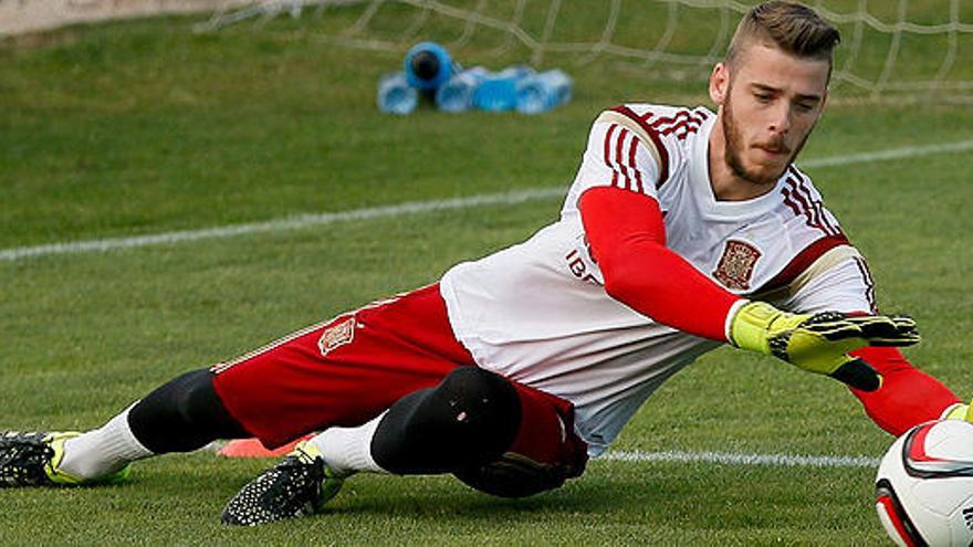 De Gea, en un entrenamiento con la selección española.