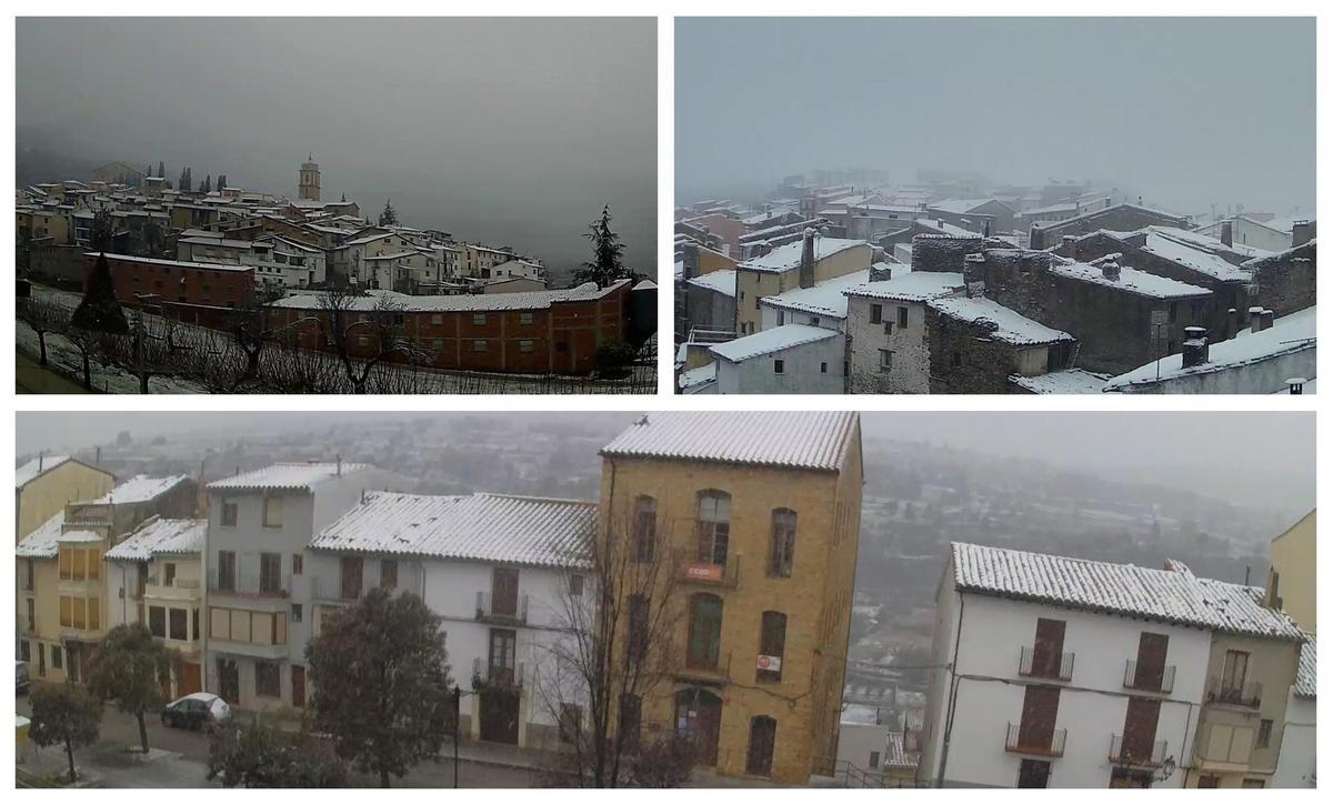 Imágenes captadas por las cámaras de Avamet. Arriba a la izquierda, Herbers; a la derecha, Castellfort; y abajo, Vilafranca.