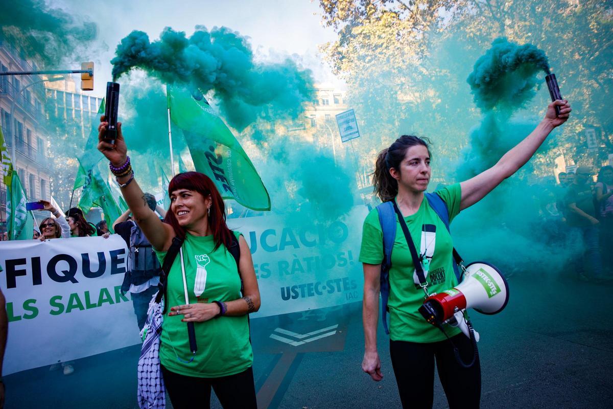 Manifestación de sindicatos educativos en Barcelona