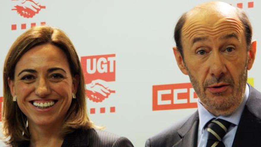 Alfredo Pérez Rubalcaba y Carme Chacón.