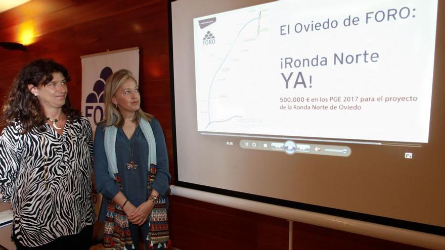 Carolina Morilla y Cristina Coto durante la presentación de su propuesta sobre la Ronda Norte.