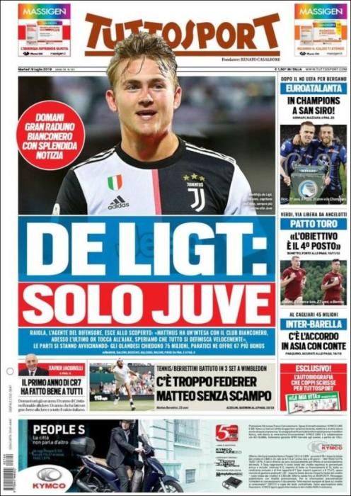 Portada TUTTOSPORT martes 9 de julio 2019