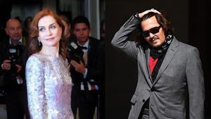 La actriz francesa Isabelle Huppert y el actor estadounidense Johnny Depp