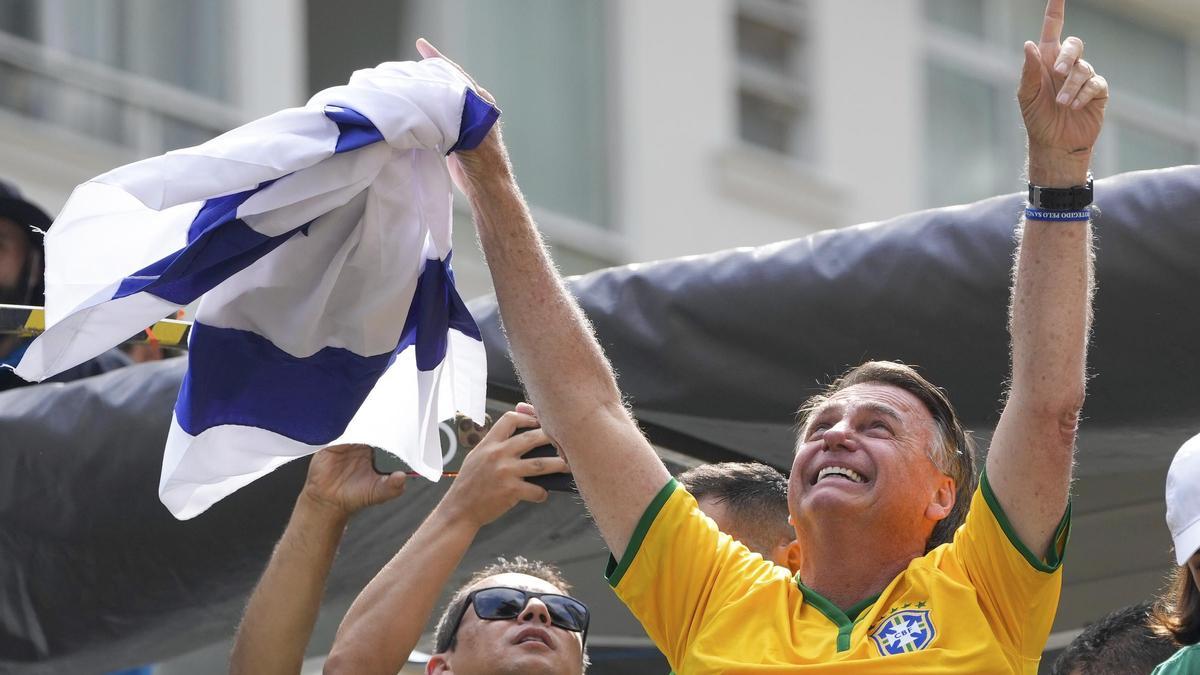 Jair Bolsonaro durante su alocución pública en Sao Paulo.