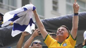 Jair Bolsonaro durante su alocución pública en Sao Paulo.