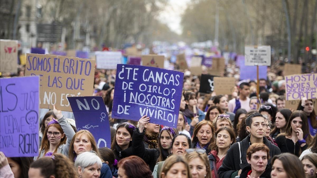 Manifestación feminista en Barcelona, el pasado 8 de marzo.