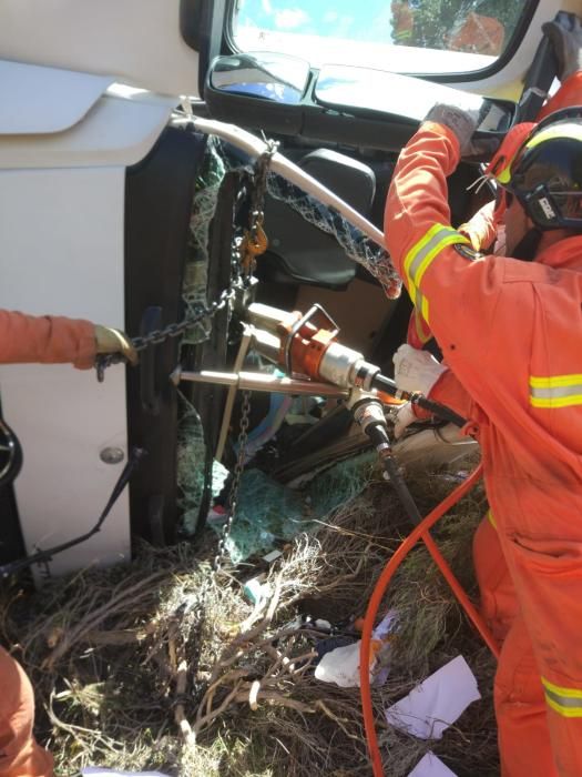 Accidente: vuelca un camión que transportaba cerdos en Calles