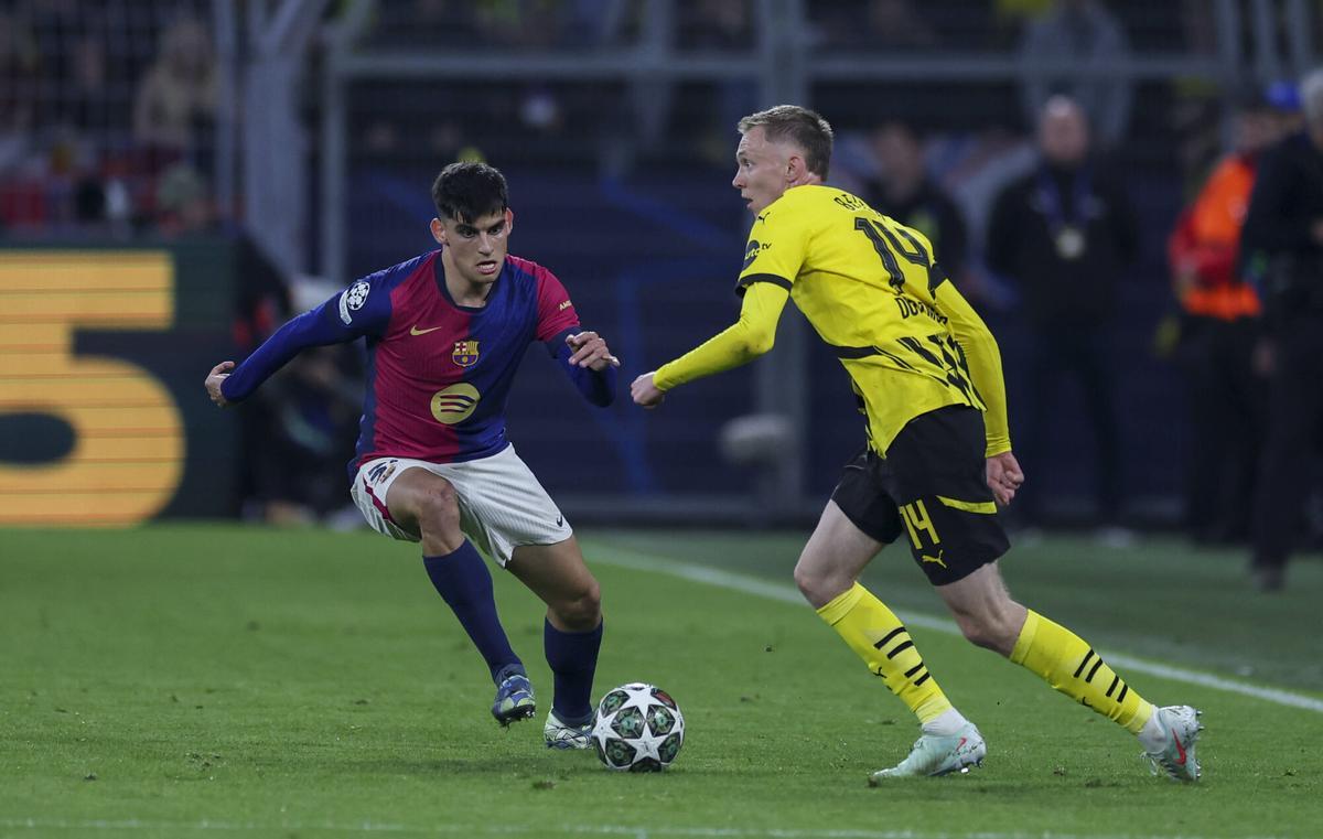 Gerard Martín, en el partido ante el Borussia Dortmund