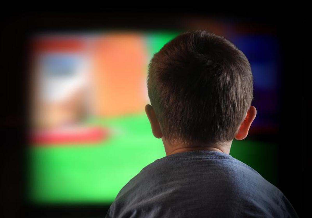 Niño mirando la televisión.