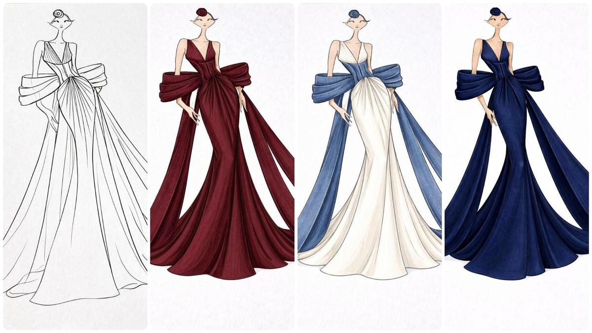 Los bocetos del vestido para Dulceida de Mario Salafranca.