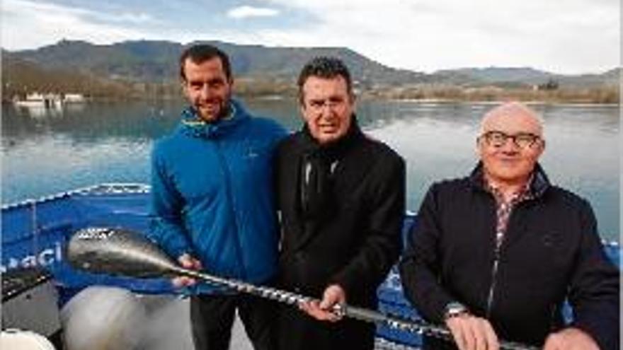 Albert Corominas, Miquel Noguer i Àngel Dutras ahir a Banyoles.