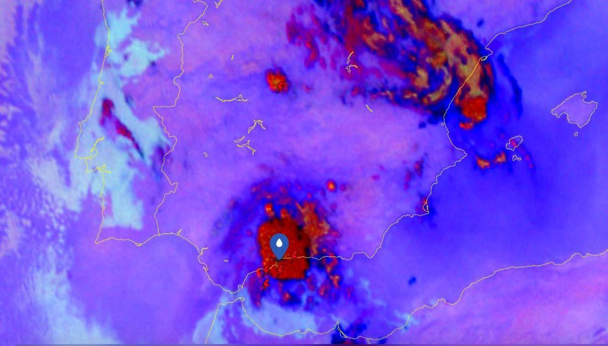 Radar de la Aemet con la tormenta en su apogeo sobre Málaga.