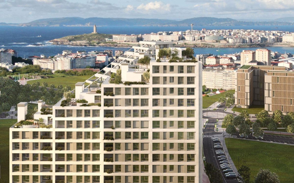 Recreación virtual de los edificios de viviendas que Metrovacesa promoverá en San Pedro de Visma, en imágenes difundidas por la promotora inmobiliaria en su web.