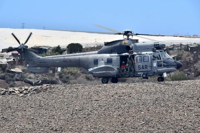 10/04/2019 SAN BARTOLOME DETIRAJANA. Simulacro accidente aéreo del Ejercito del Aire.  Fotógrafa: YAIZA SOCORRO.  | 10/04/2019 | Fotógrafo: Yaiza Socorro