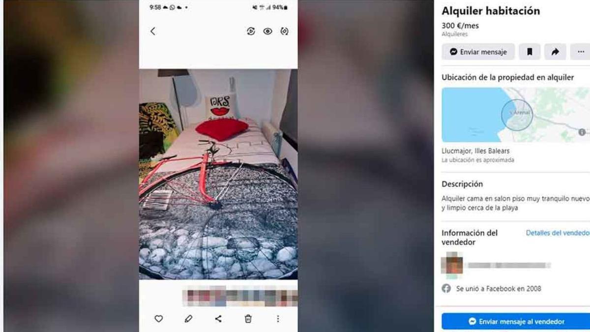 Eine Frau bietet ein Bett im Wohnzimmer in Arenal für 300 Euro an