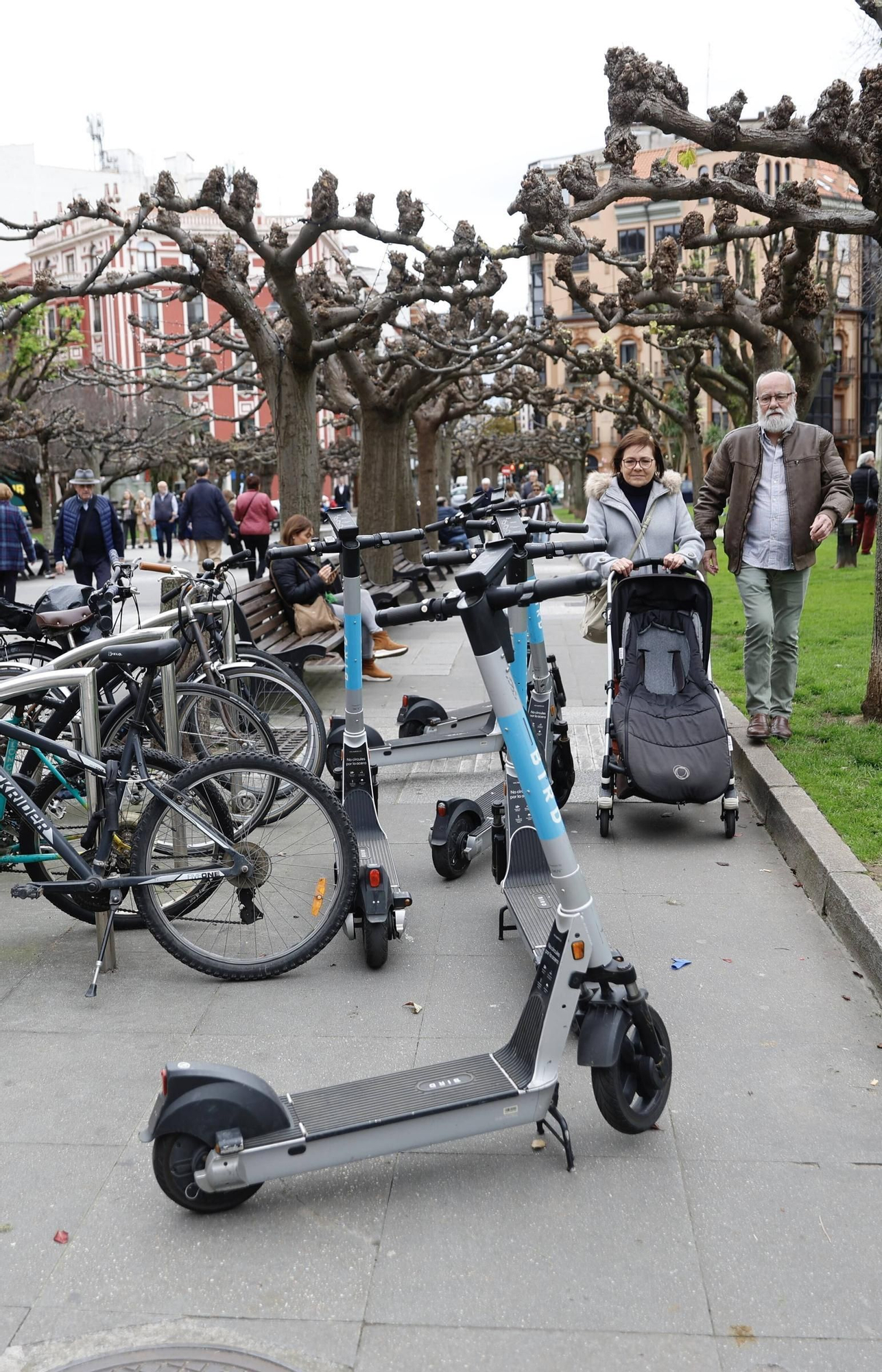 Los patinetes eléctricos aparcan el "civismo" en Gijón (en imágenes)