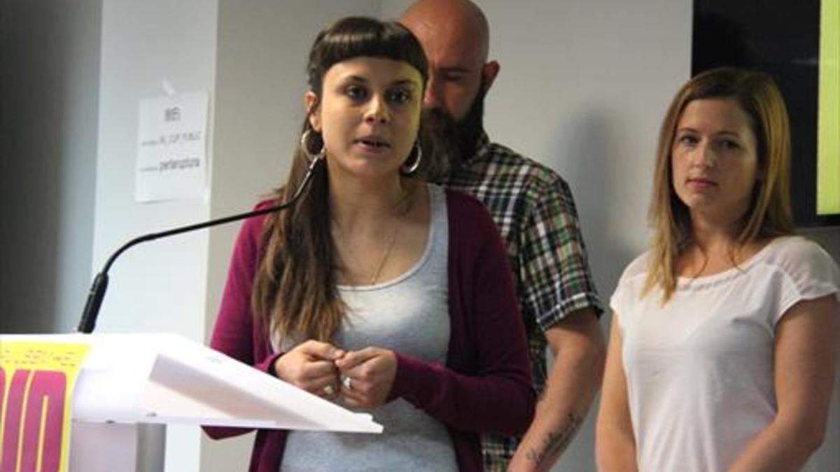 La edil de la CUP Maria Rovira, durante la rueda de prensa del pasado viernes.