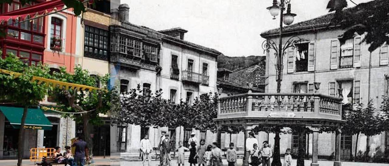 Un montaje de la plaza Nueva con imágenes antiguas y contemporáneas.