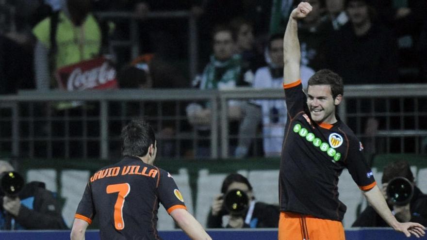 David Villa y Juan Mata, en la etapa en la que coincidieron en el Valencia C. F.