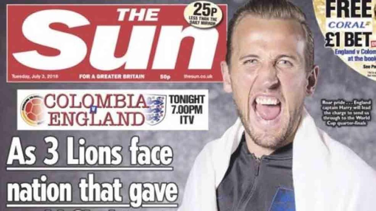 Portada de The Sun sobre el partido Colombia - Inglaterra