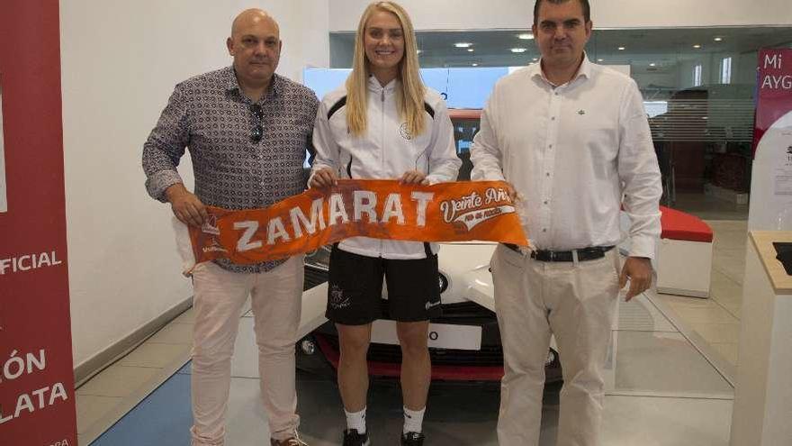 La tiradora Carlie Wagner, durante su presentación oficial como jugadora naranja.