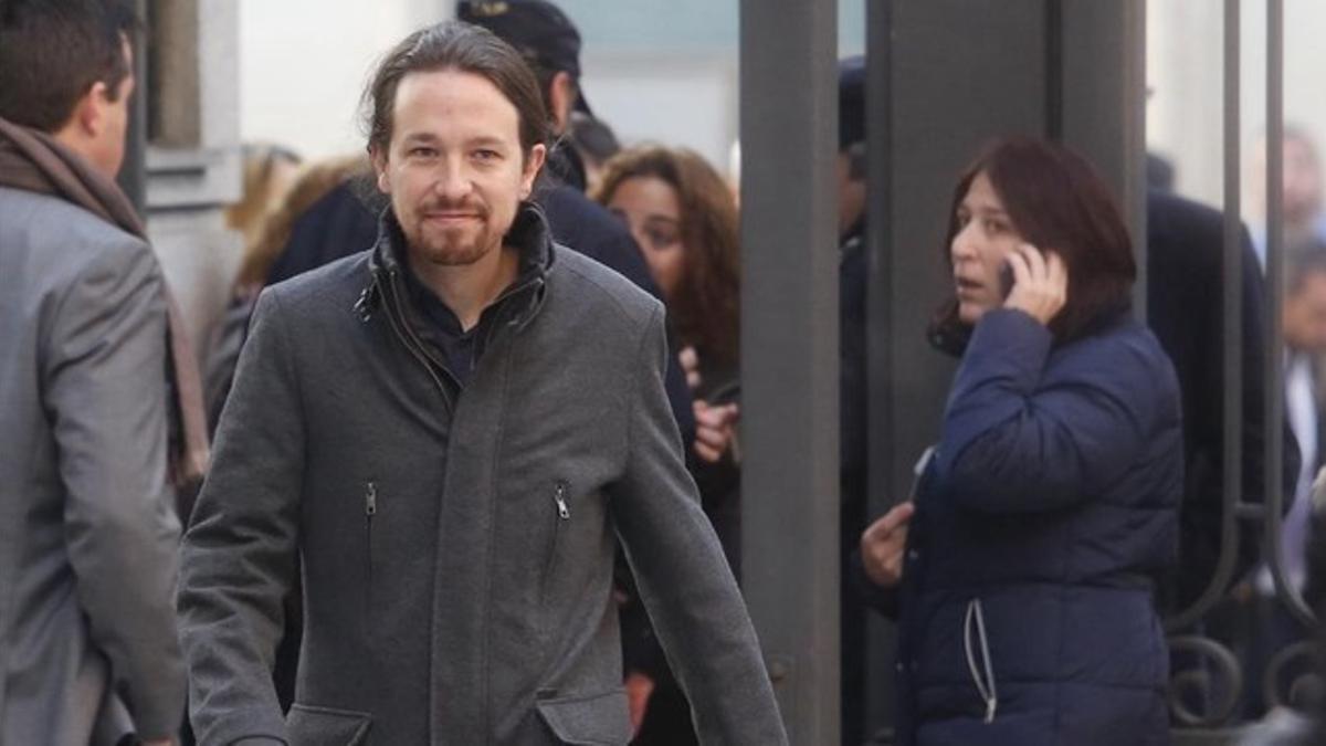 Pablo Iglesias llega al Congreso de los Diputados.