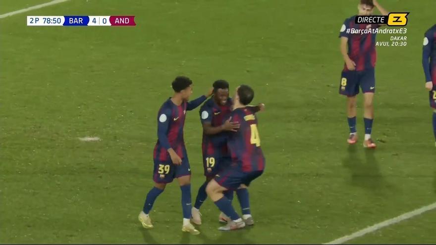 Así ha sido el cuarto y último gol del encuentro entre el Barça Atlètic y el CE Andratx firmado por Abdul Aziz