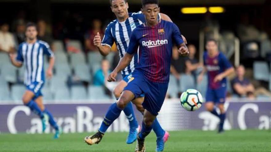 Choco Lozano, amb la samarreta blaugrana en un partit d&#039;aquesta temporada al Miniestadi.