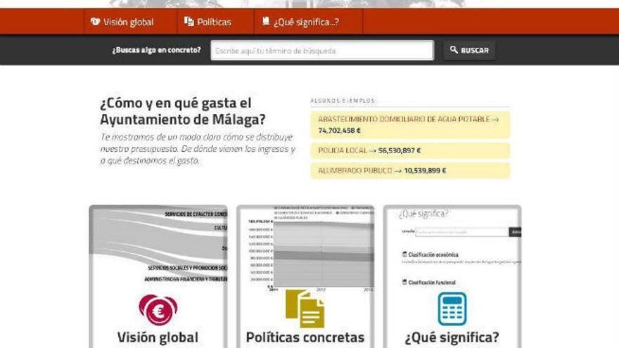 Pantallazo de la web lascuentasclaras.Malaga.Eu del Ayuntamiento Málaga.