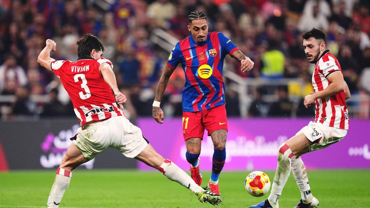 Raphinha, en el partido de semifinales contra el Athletic Club
