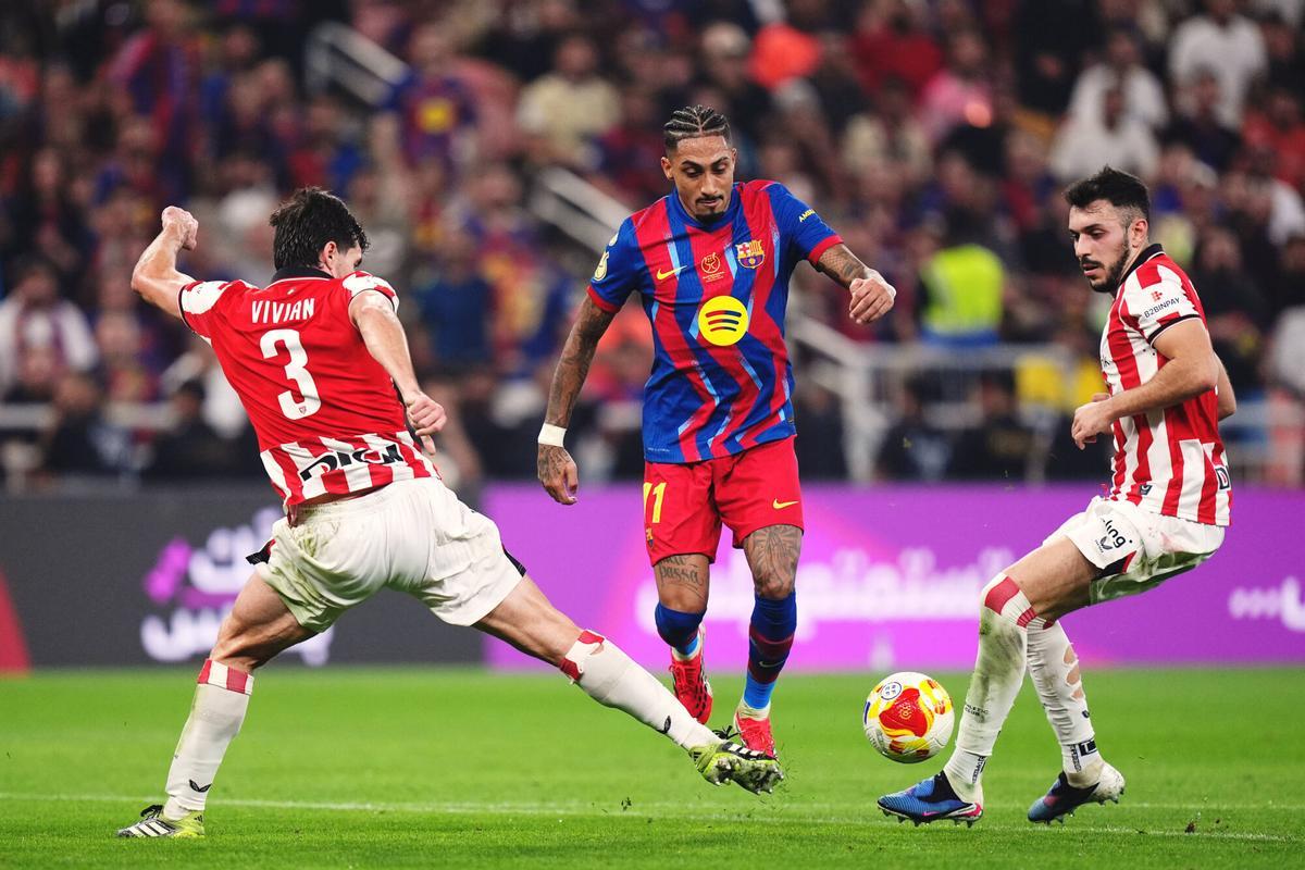 Raphinha, en el partido de semifinales contra el Athletic Club