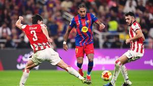 Raphinha, en el partido de semifinales contra el Athletic Club