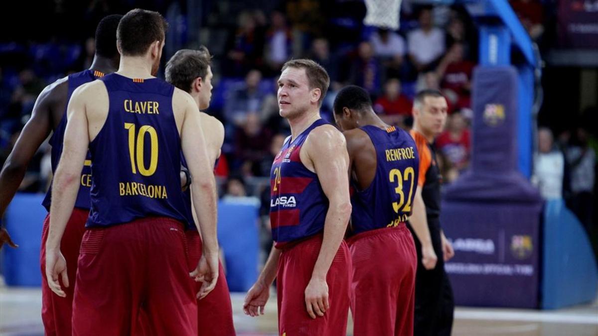 Brad Oleson cayó lesionado en el partido ante el Herbalife Gran Canaria