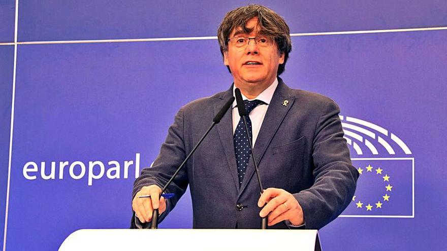 Carles Puigdemont en una roda de premsa a l’Eurocambra  | ARXIU