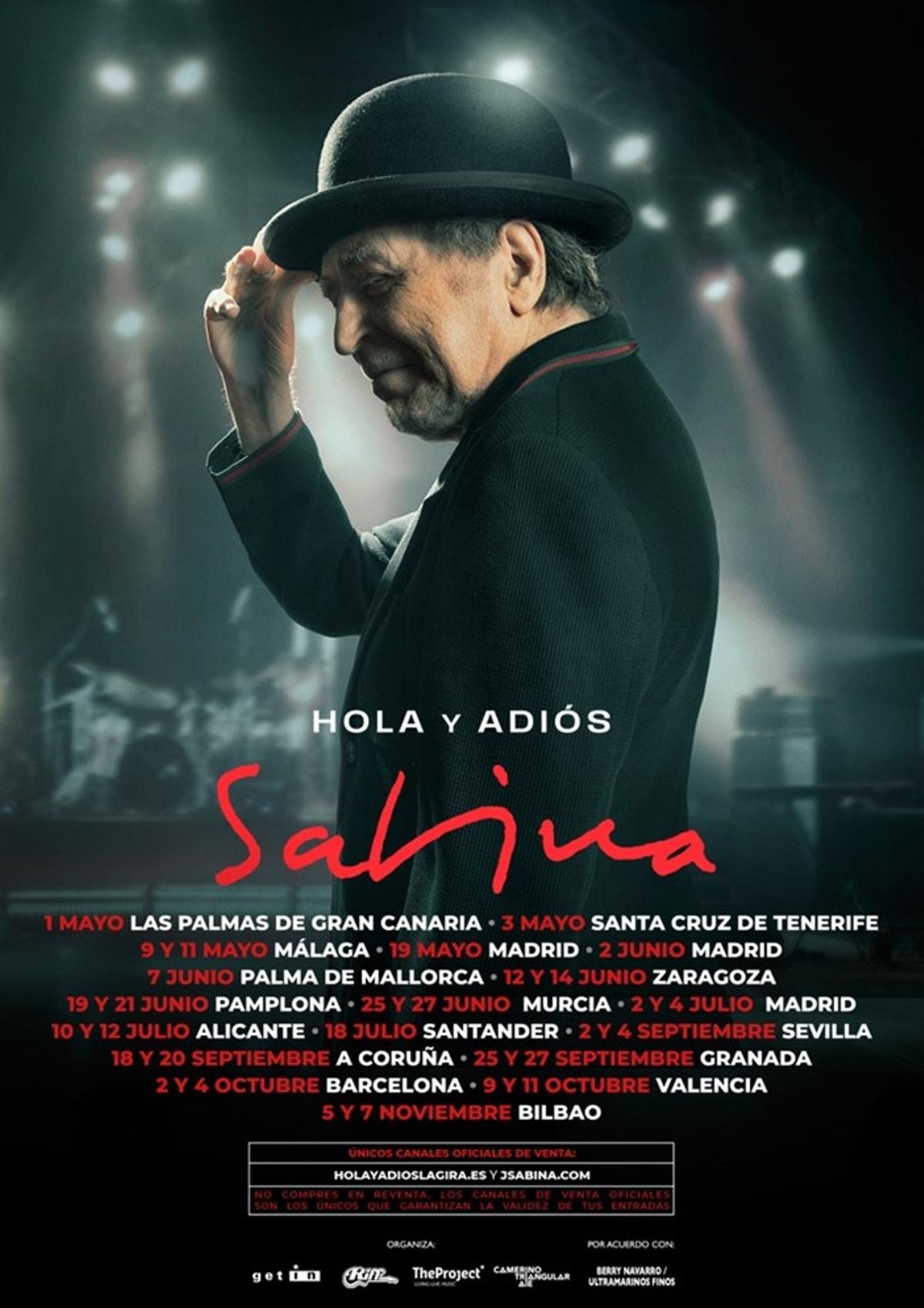 Joaquín Sabina anuncia las fechas de su gira de despedida en España: estas son las fechas de los conciertos en Alicante.
