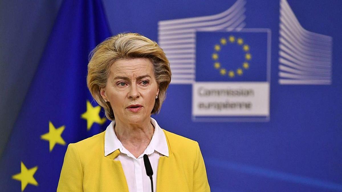 La presidenta de la Comissió Europea, Ursula von der Leyen, en la compareixença d&#039;ahir.